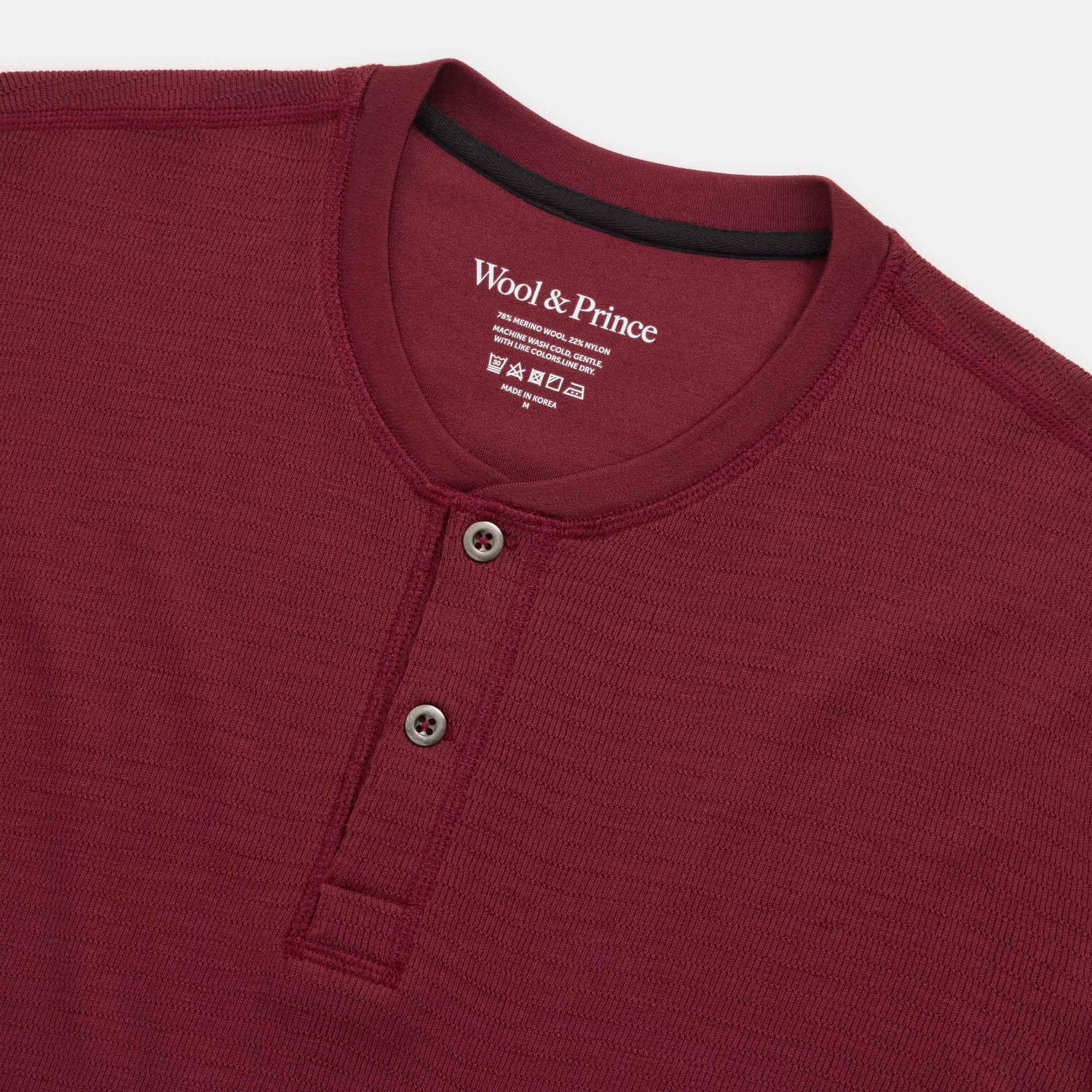 Merino Wool Waffle Henley | Burgundy Product Image
