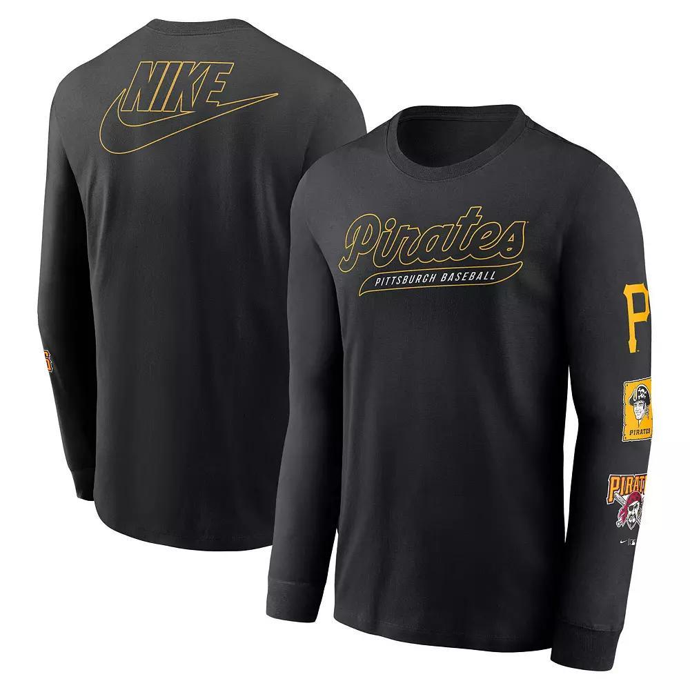 Men's Nike Black Pittsburgh Pirates Cooperstown Collection Knockout Long Sleeve T-Shirt,  Product Image