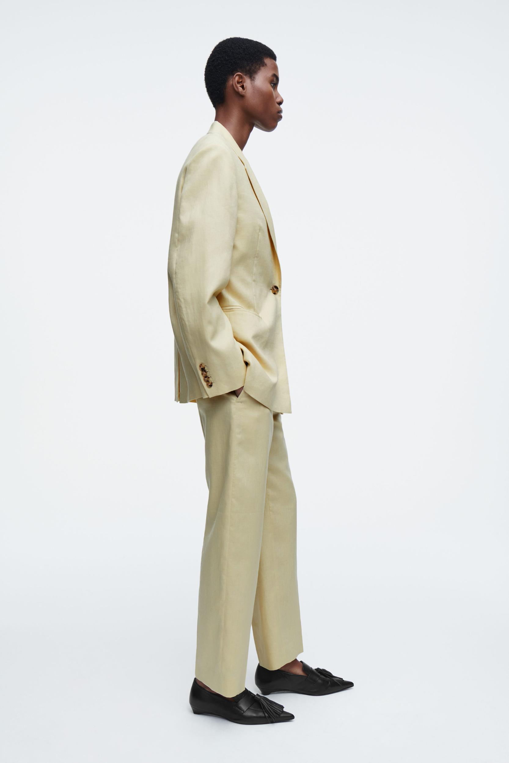 LINEN SLIM-LEG PANTS Product Image