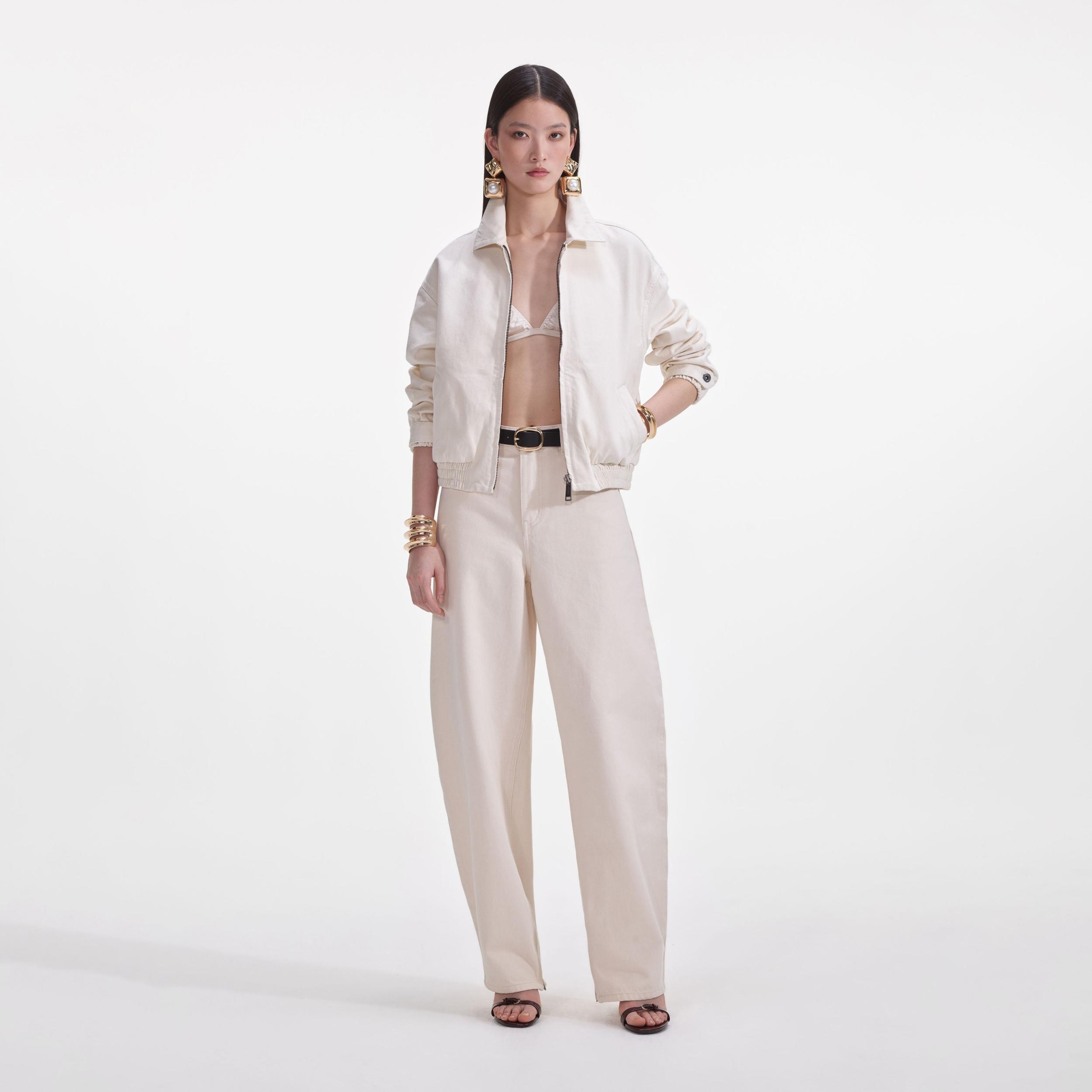 Cream Lightweight Denim Jacket Product Image