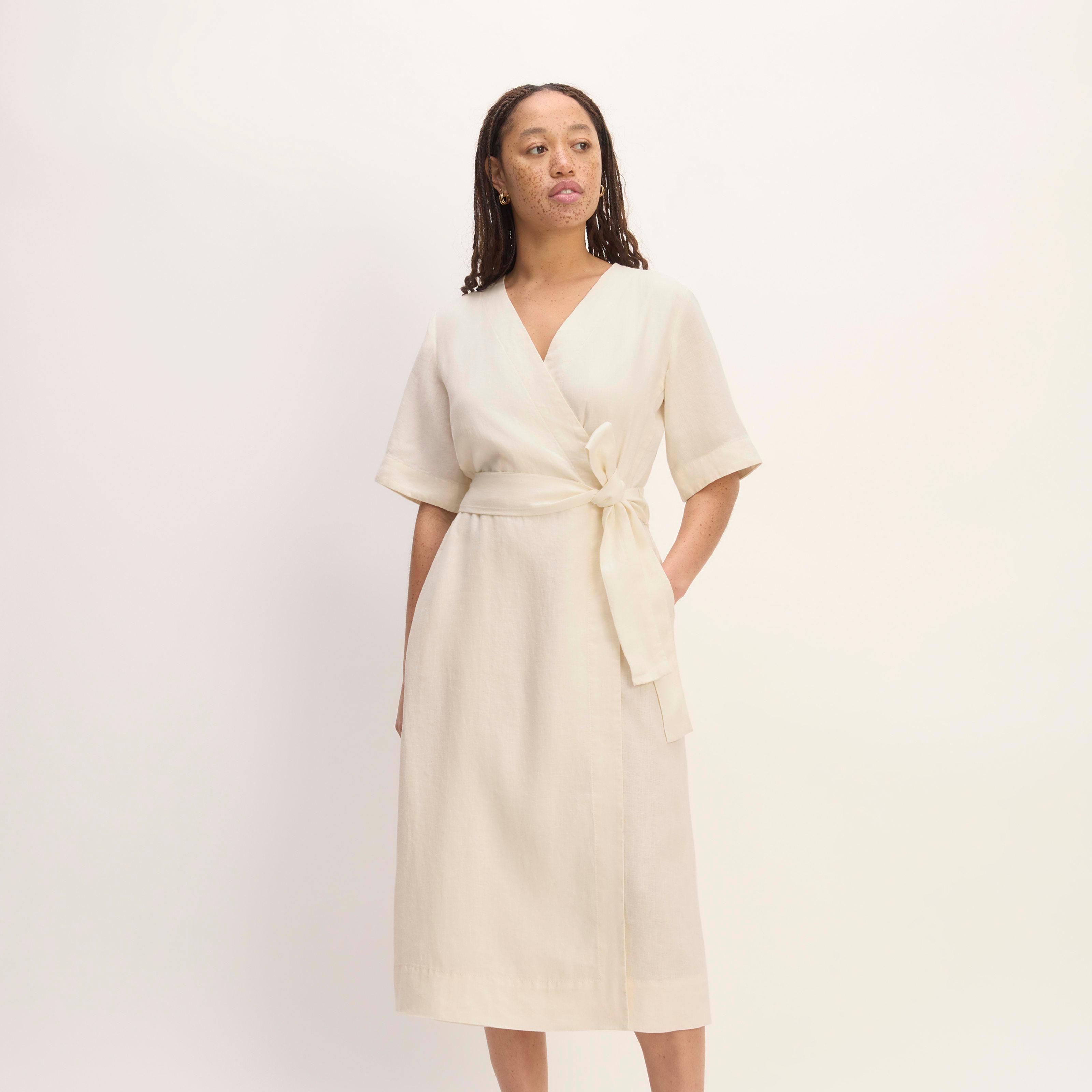 The Wrap Dress in Linen Product Image