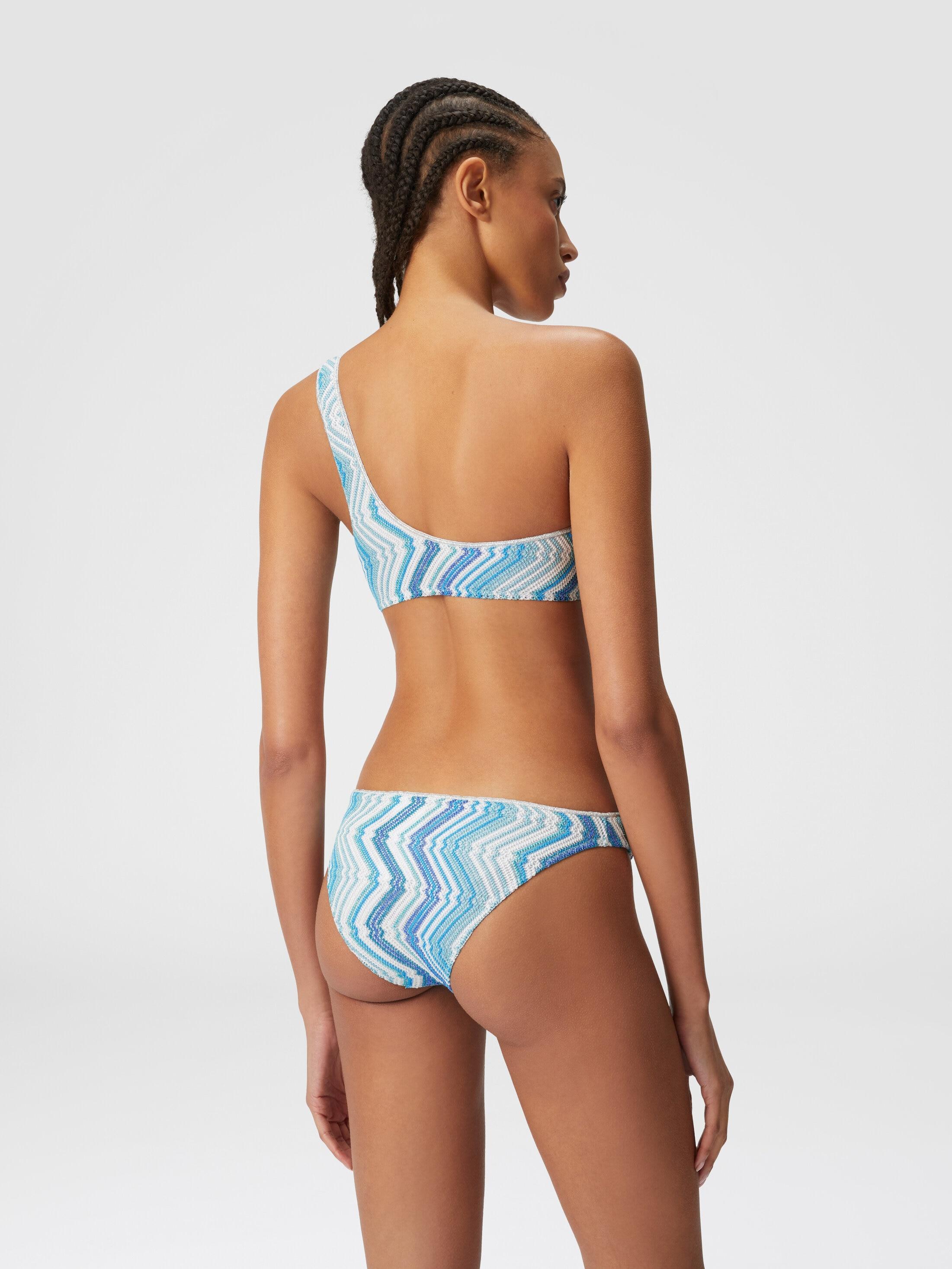 One-shoulder viscose blend chevron bikini with lurex Product Image