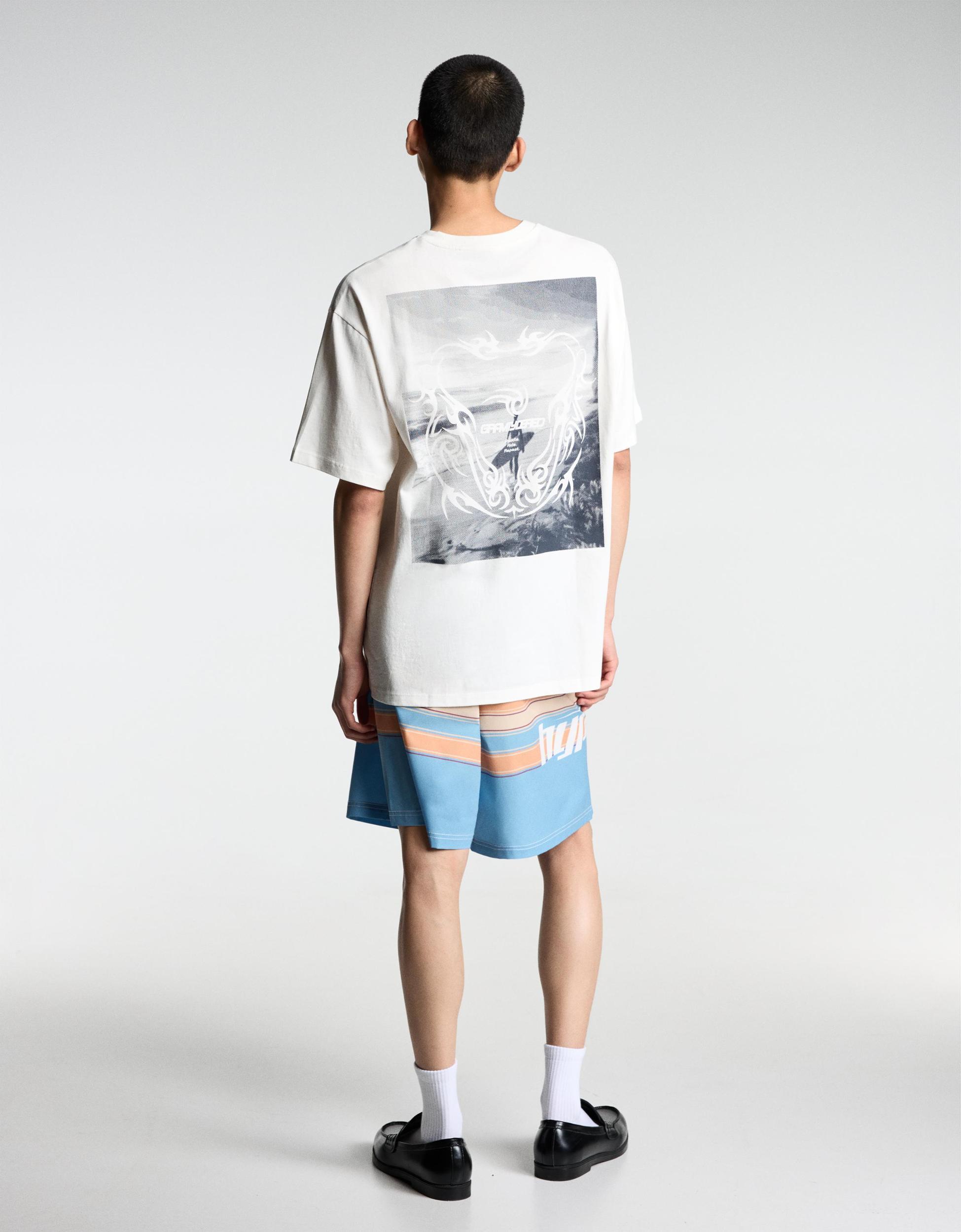 Long printed board shorts Product Image