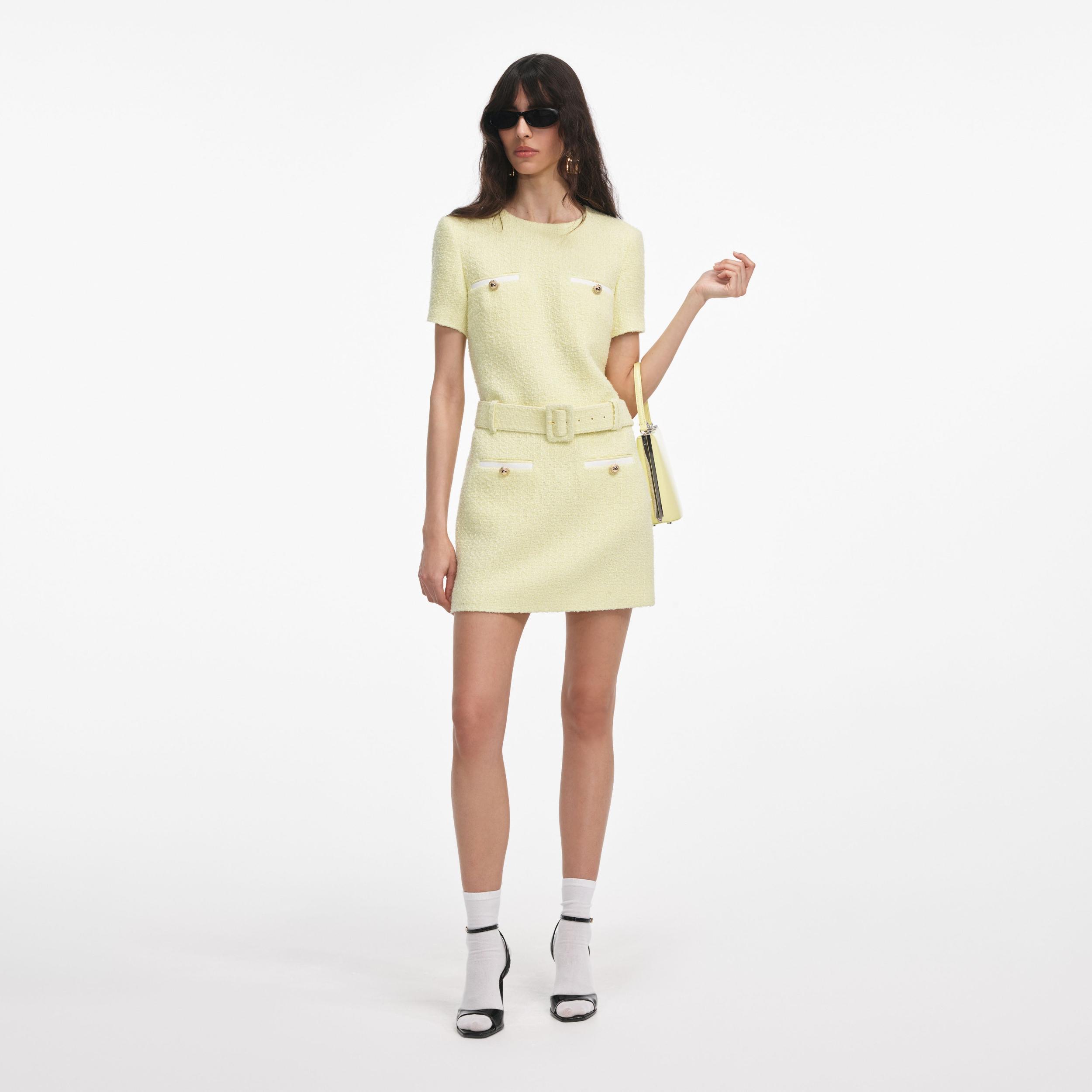Yellow Boucle Mini Dress Product Image