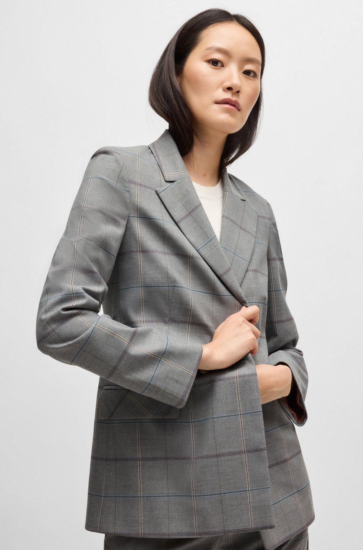 Double-breasted jacket in checked stretch fabric Product Image