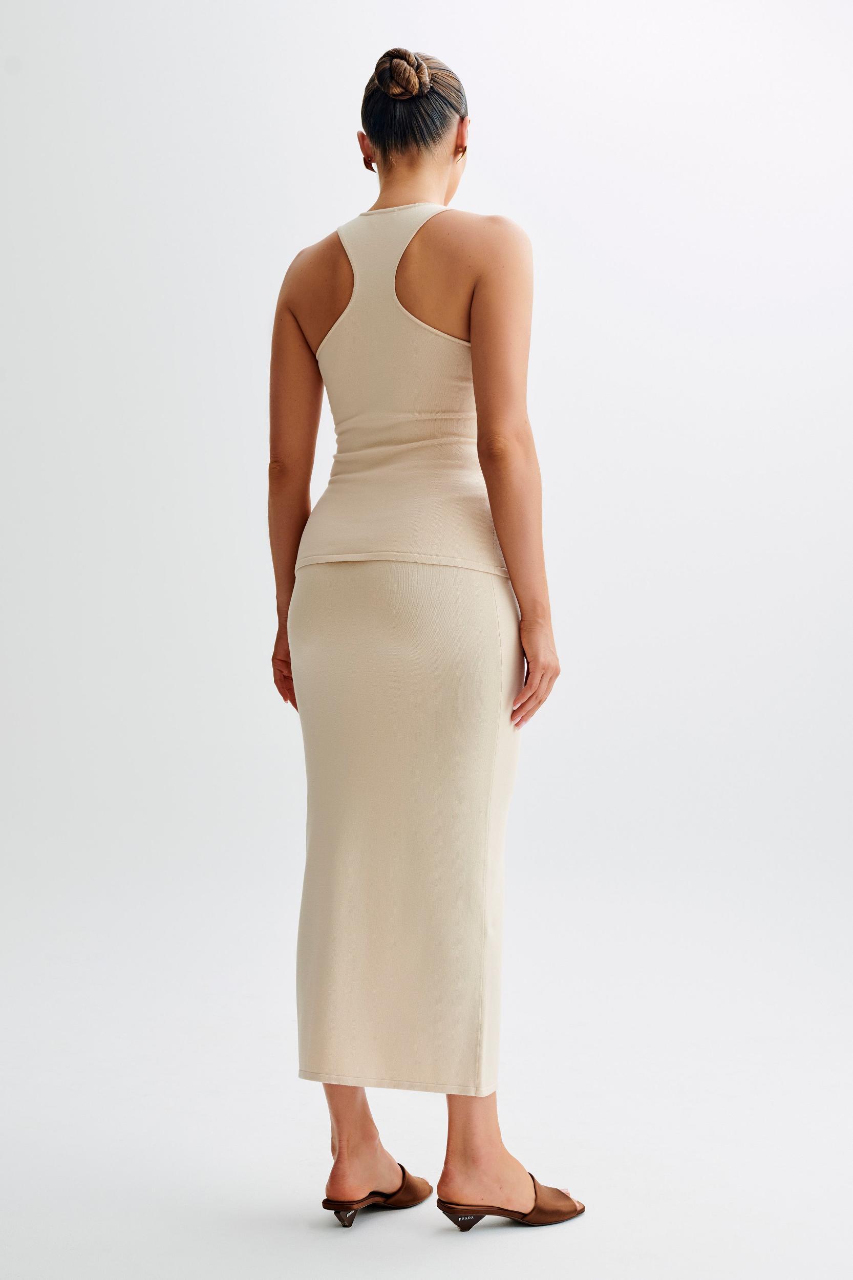 Maisie Buttoned Knit Maxi Skirt - Cream Product Image