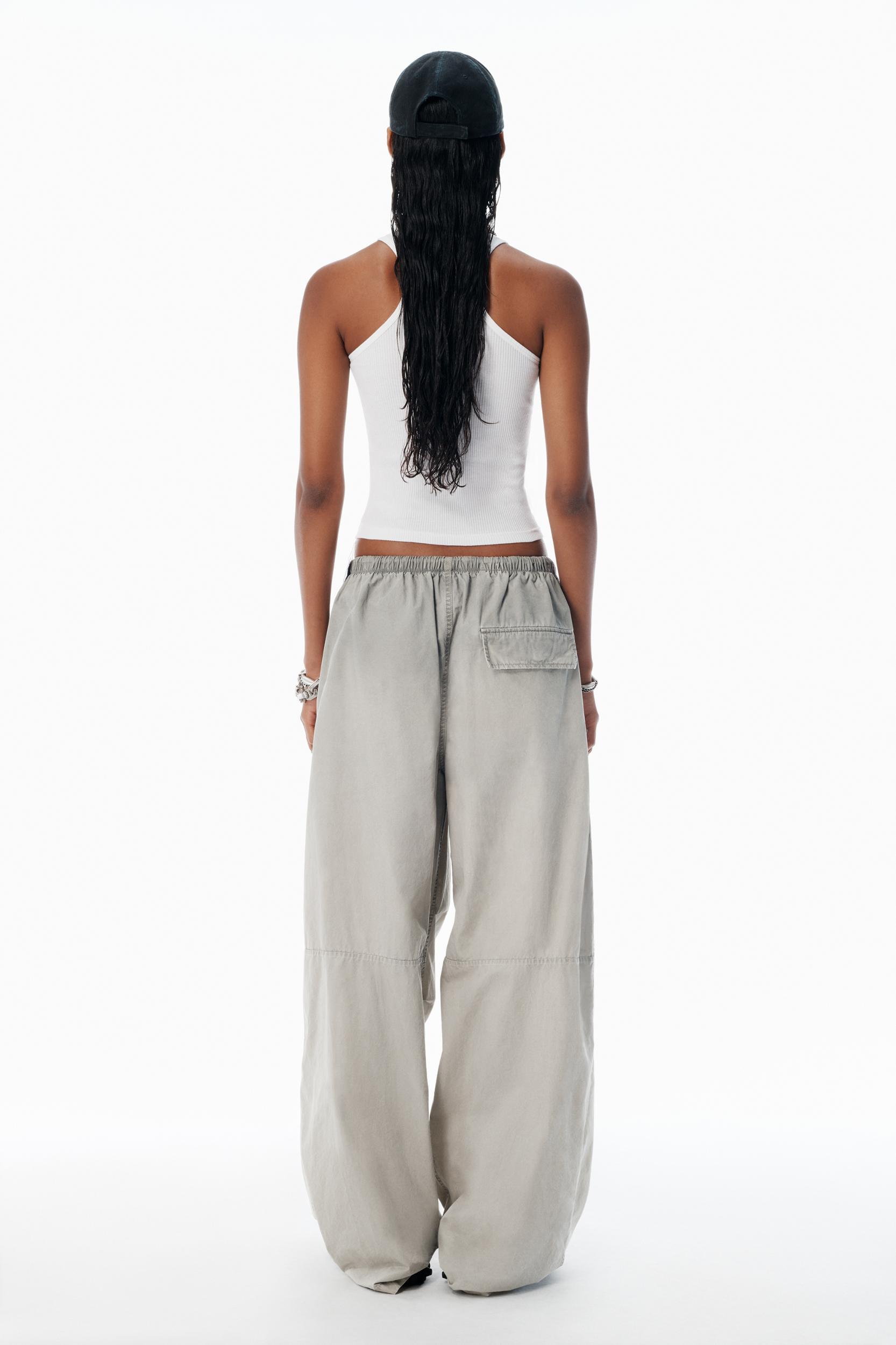 Grey Parachute Pants With Logo Print Product Image