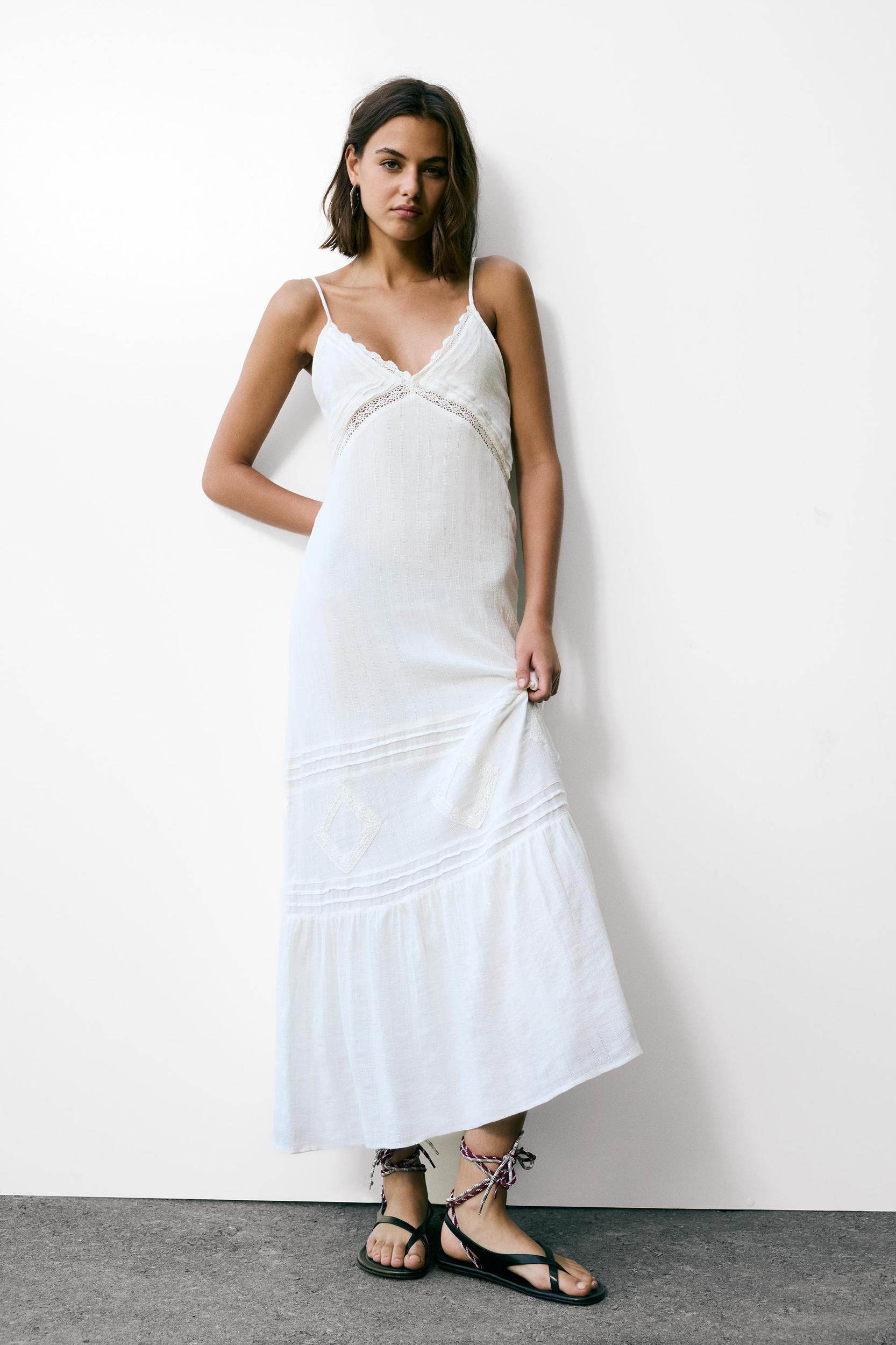 Long lace trim strappy dress Product Image