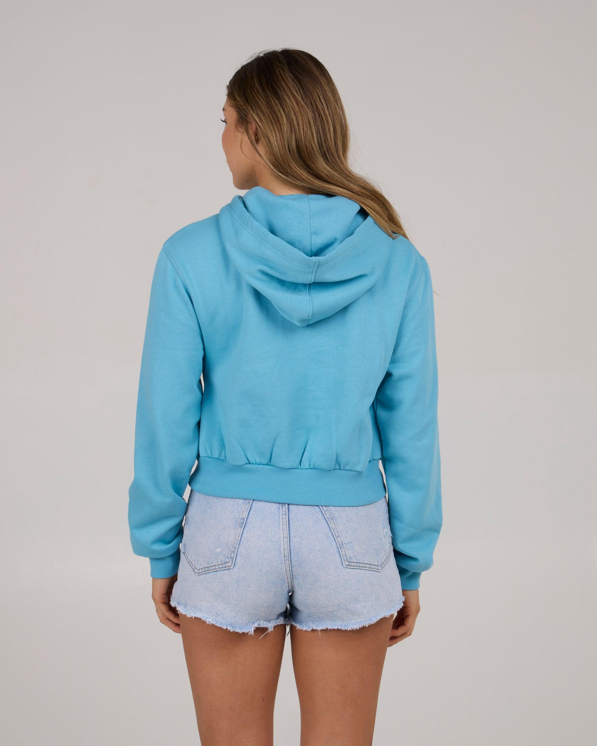 Daybreak Crop Fleece Hoodie - Lagoon Blue Female Product Image