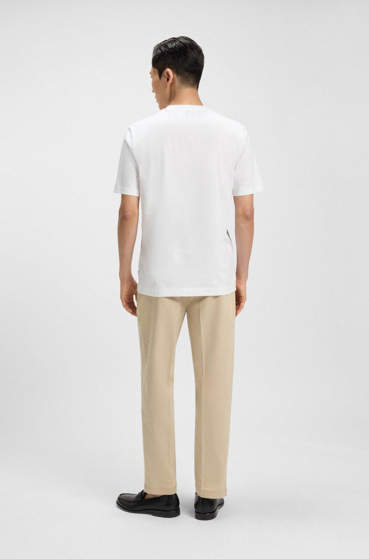 BOSS - Regular-fit T-shirt in cotton jersey with ribbed collar - White Product Image