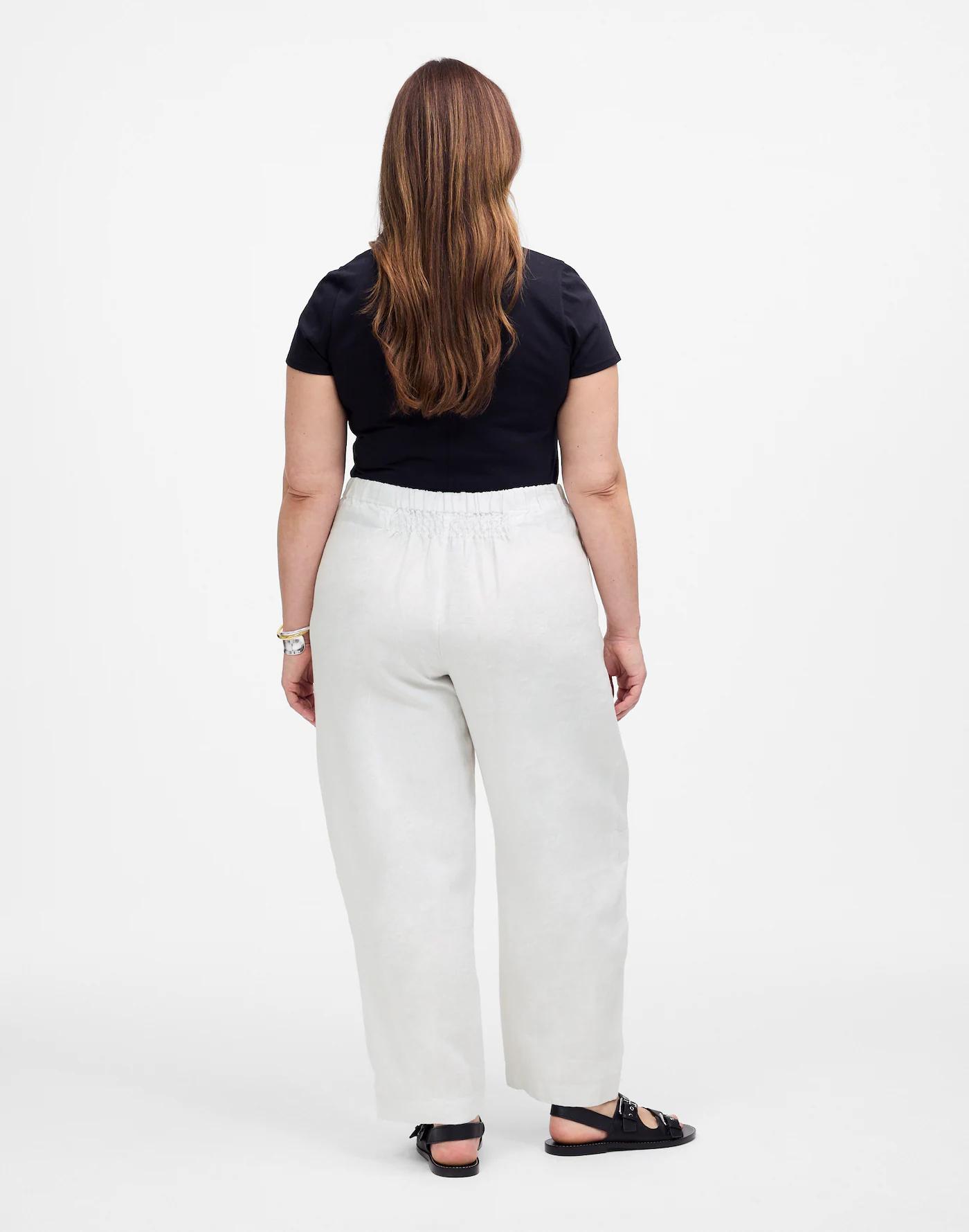 Petite Pull-On Barrel Pants in 100% Linen Product Image