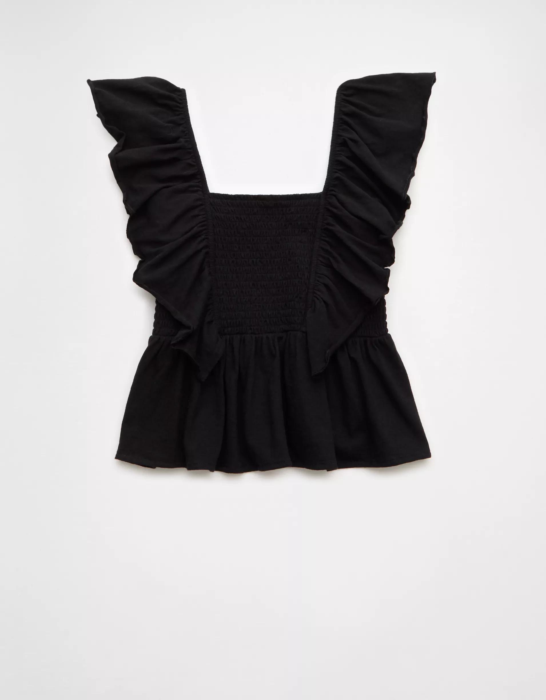 AE Sunchaser Knit Flutter Sleeve Babydoll Shirt Product Image