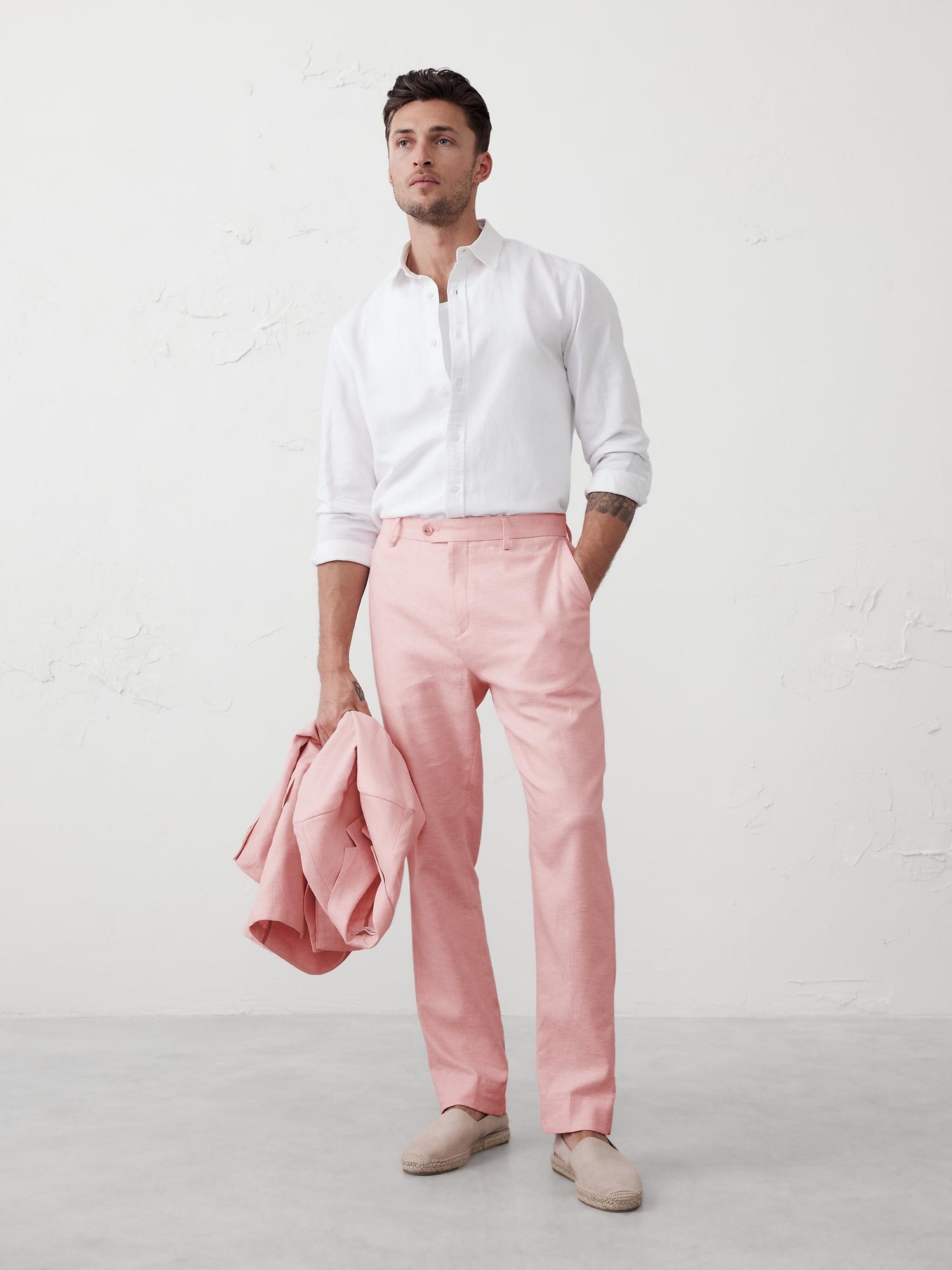 Tailored-Fit Linen-Blend Herringbone Suit Trouser Product Image