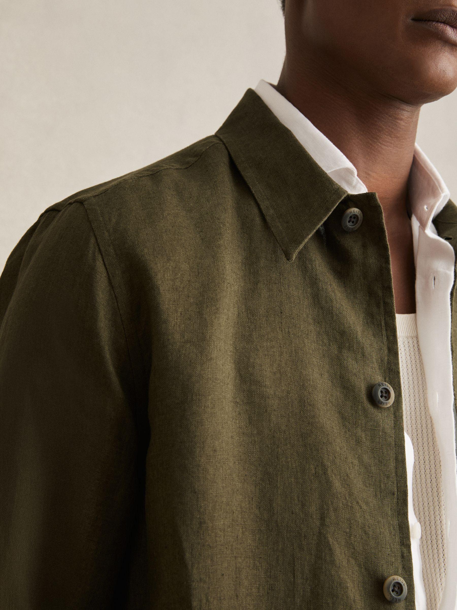 Linen Worker Jacket in Khaki Product Image