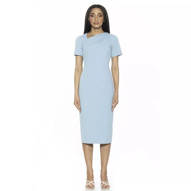 Women's ALEXIA ADMOR Angelica Asymmetric Short Sleeve Sheath Dress,  Product Image