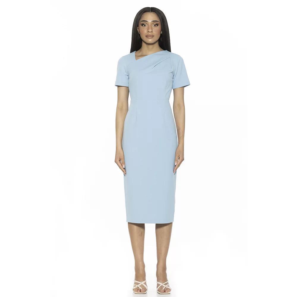 Women's ALEXIA ADMOR Angelica Asymmetric Short Sleeve Sheath Dress,  Product Image