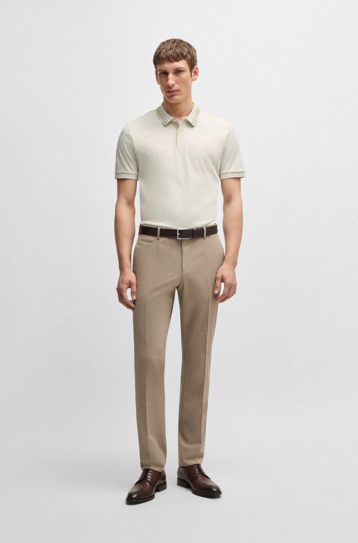 Mercerized-cotton slim-fit polo shirt with collar stripe Product Image