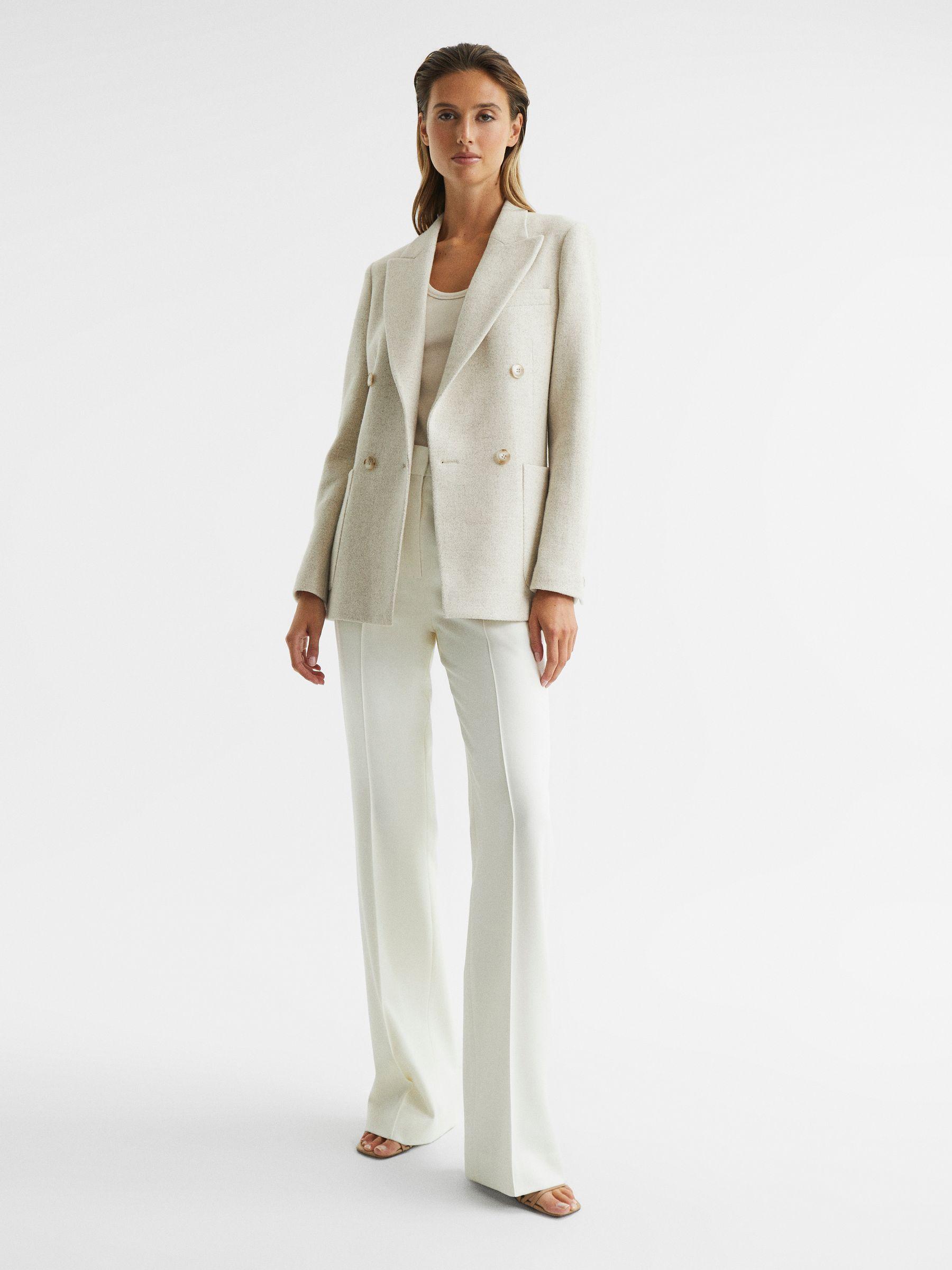 Textured Double Breasted Blazer in Neutral Product Image