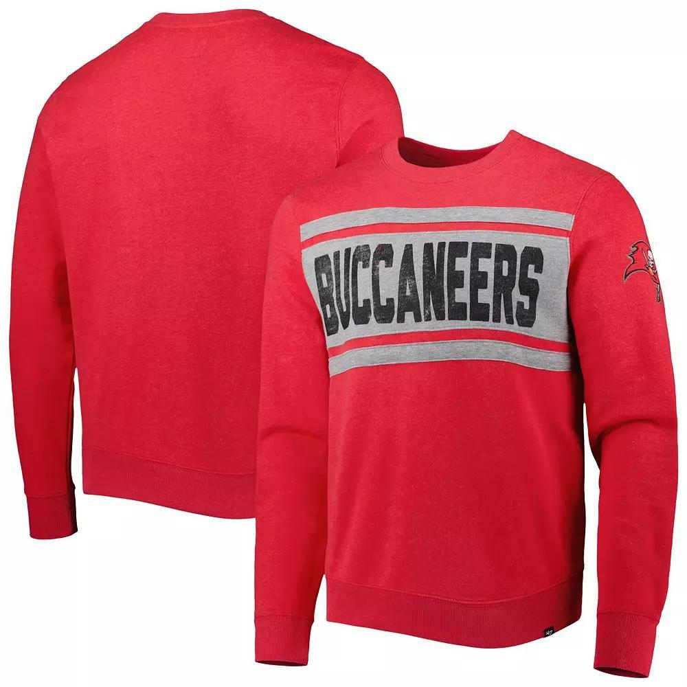 Men's '47 Heathered Red Tampa Bay Buccaneers Bypass Tribeca Pullover Sweatshirt,  Product Image
