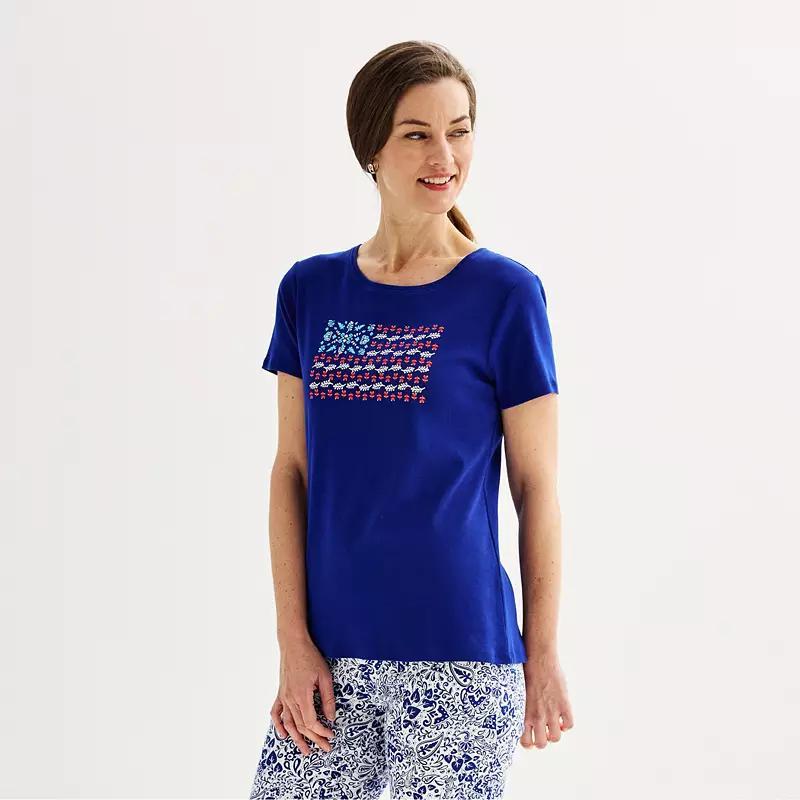 Women's Croft & Barrow® Essential Crewneck Tee, Size: XL, Red Usa Graphic Product Image