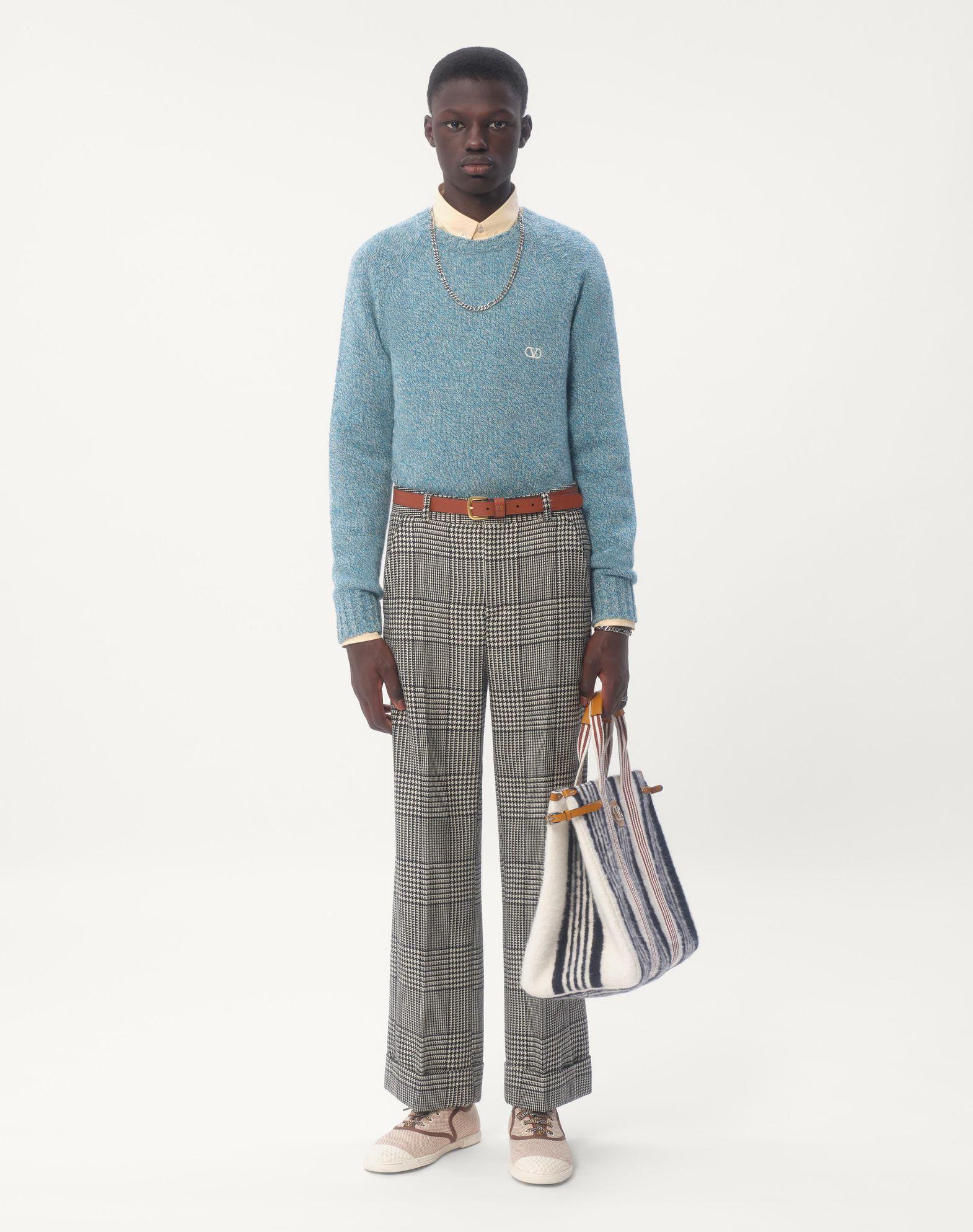 Crewneck Wool Sweater With Vlogo Embroidery Product Image