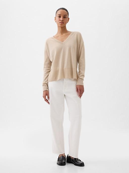 24/7 Split-Hem Linen-Blend Sweater Product Image