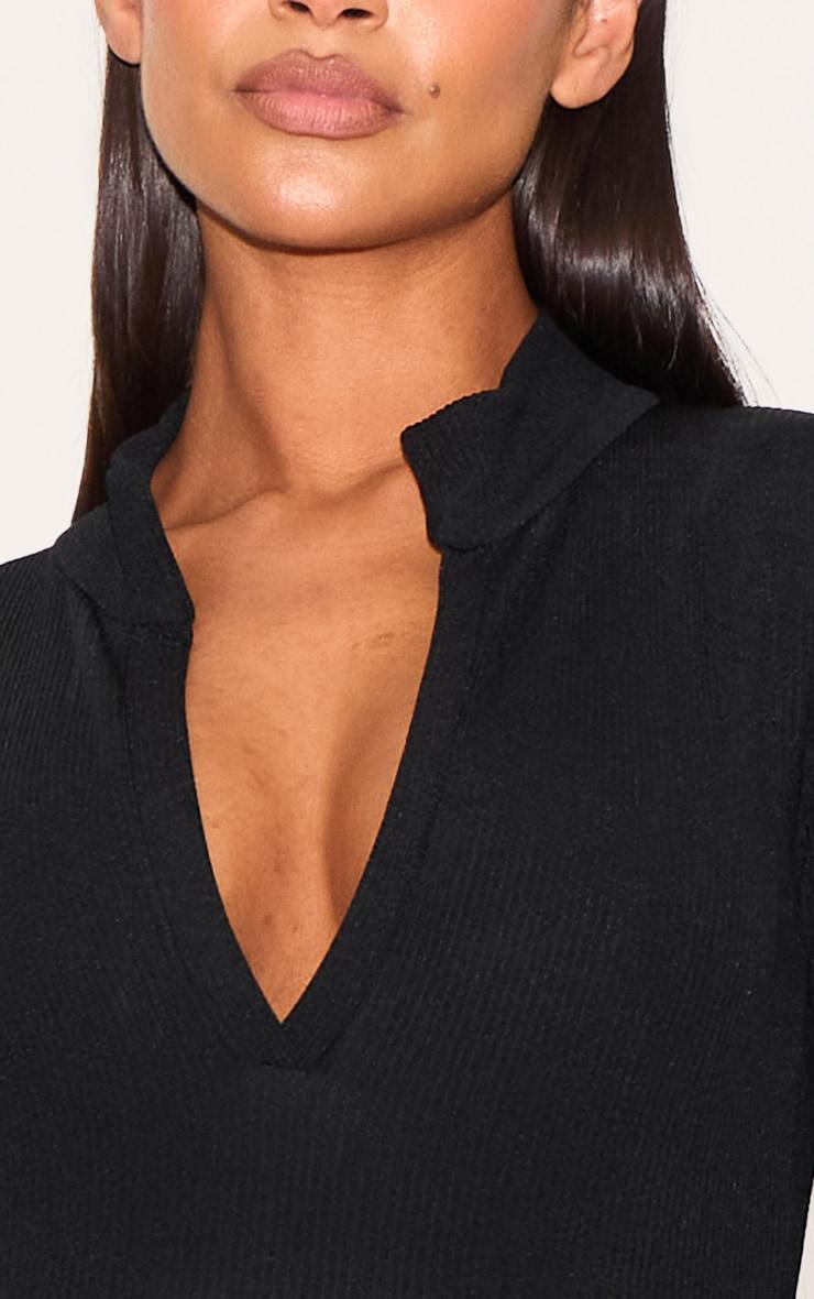 Maternity Black Long Sleeved Soft Rib Jumpsuit Product Image