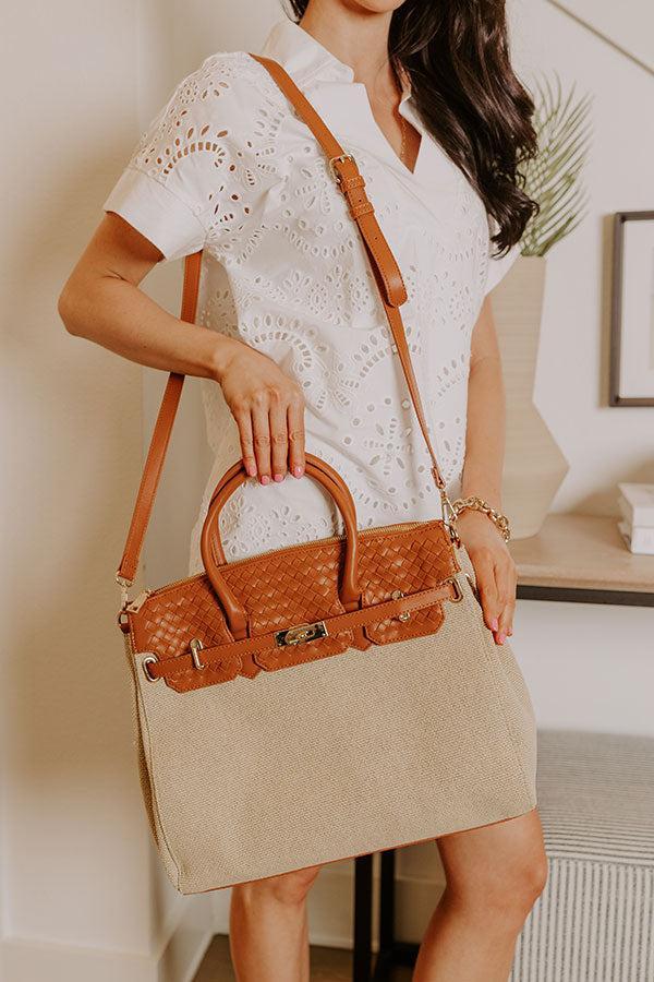 Coastal Travels Woven Tote in Brown Product Image