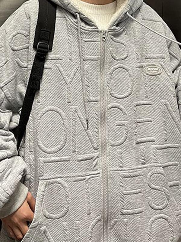 Men's Solid Print Fleece Lined Zip Up Oversized Hoodie Product Image
