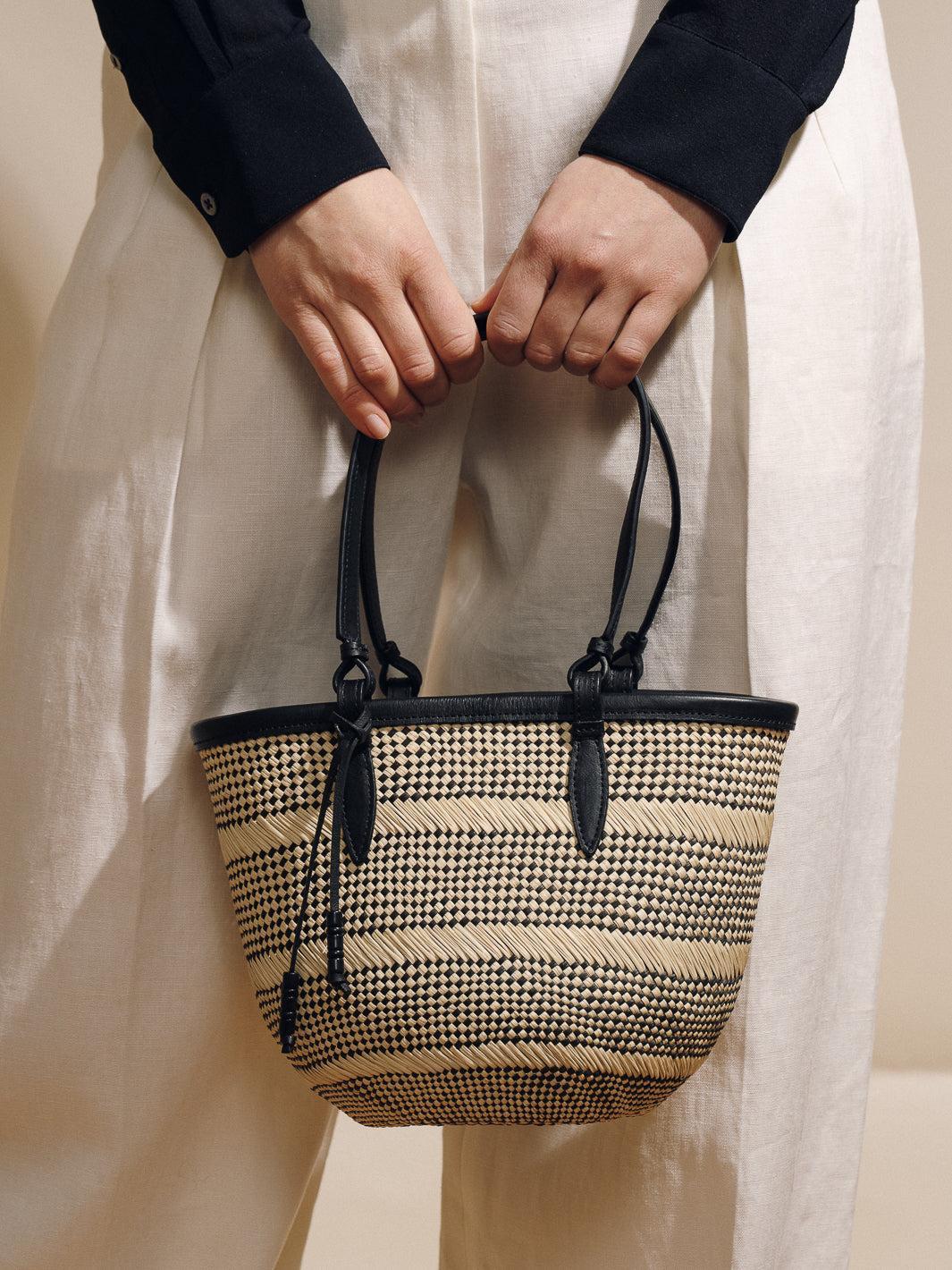 The Small Basket in Striped Iraca Product Image