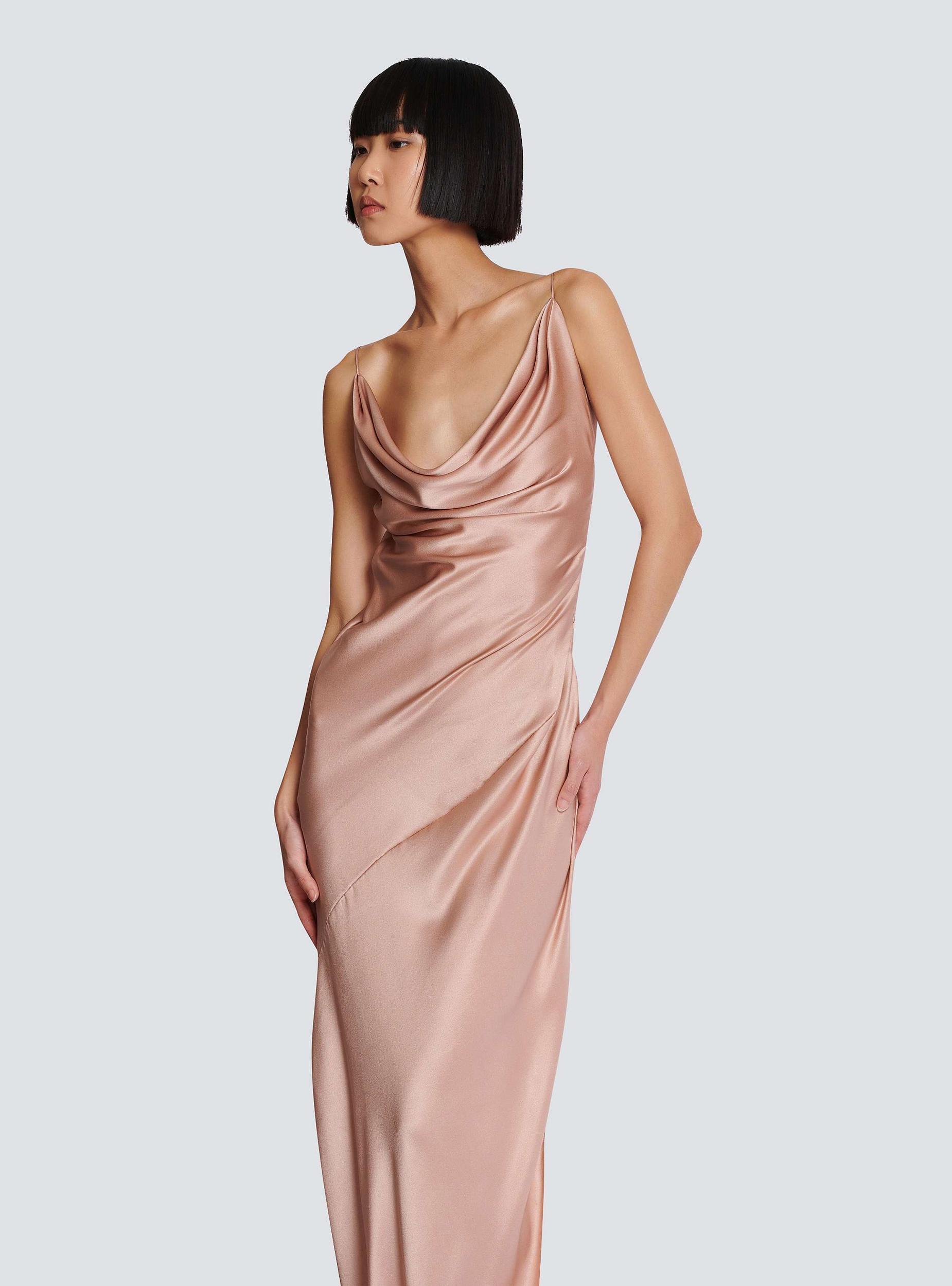 Draped satin slit dress Product Image