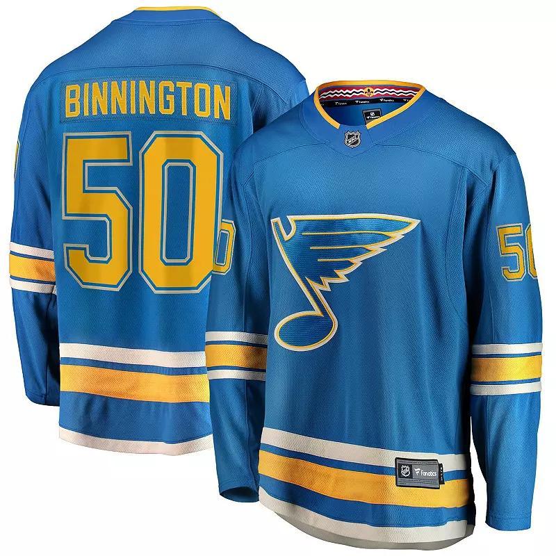 Mens Fanatics Branded Jordan Binnington St. Louis s 2018/19 Alternate Premier Breakaway Player Jersey Product Image