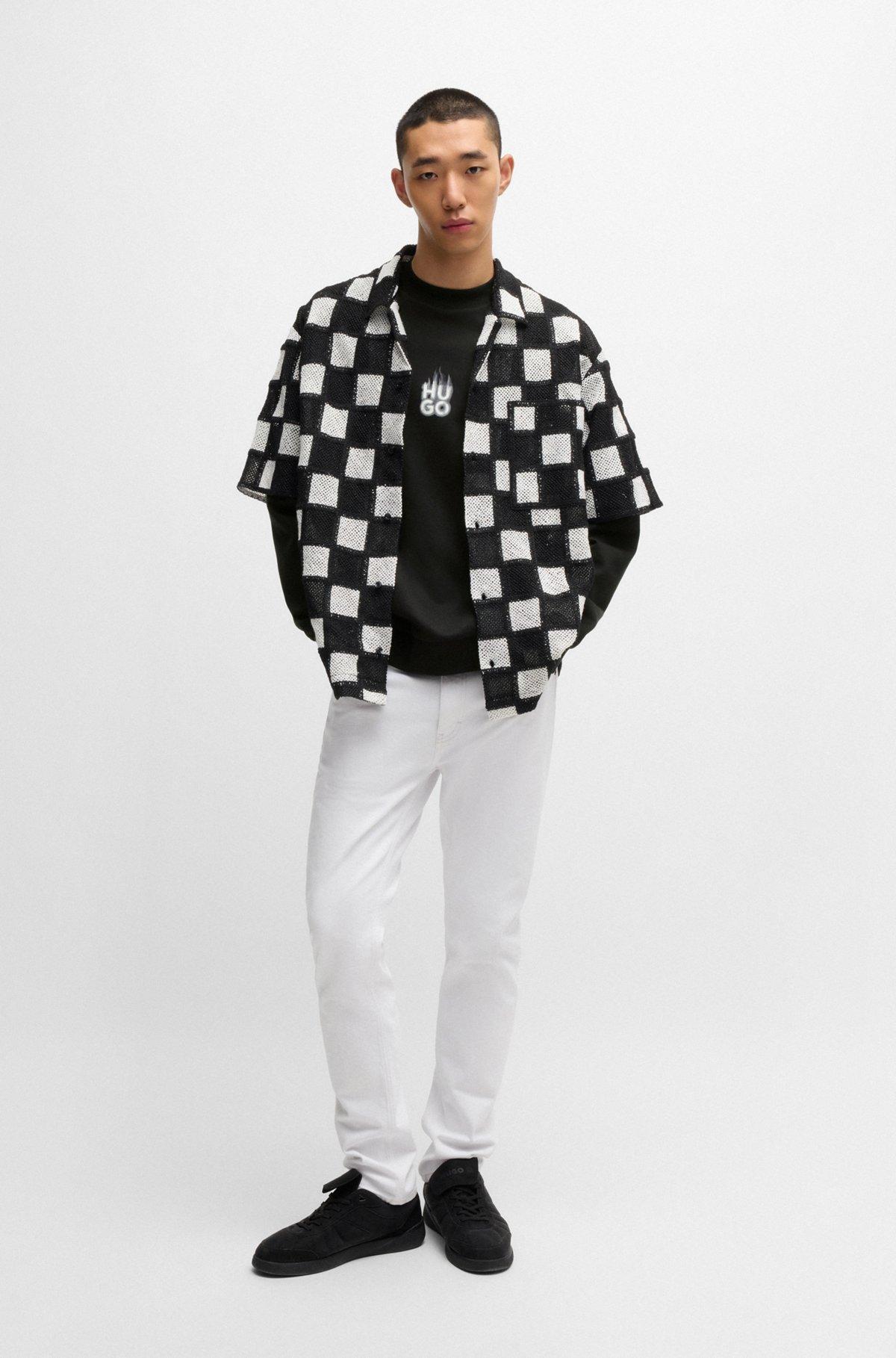 Cotton-terry sweatshirt with stacked smoke logo prints Product Image