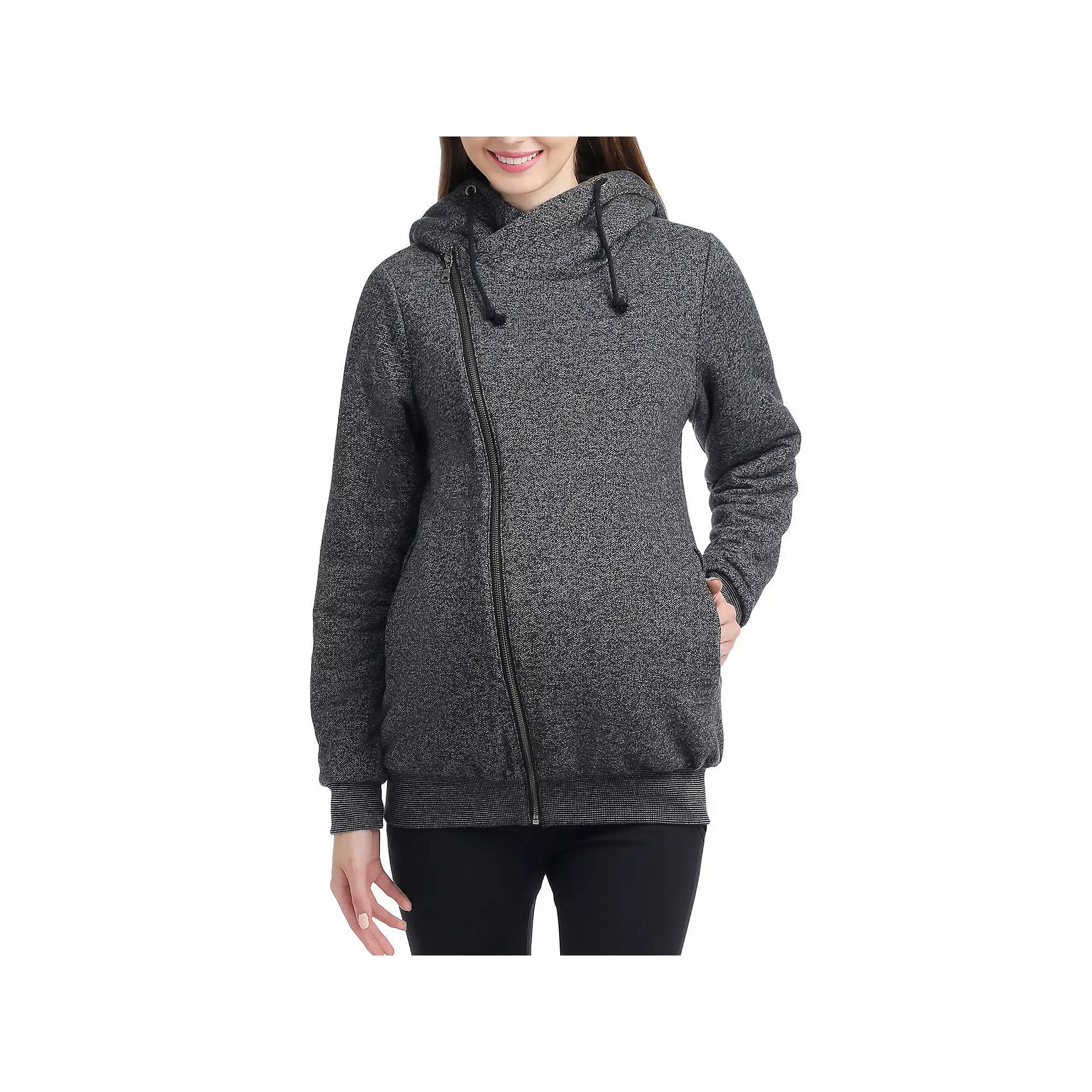 Maternity Pokkori Hooded Sweatshirt Jacket, Women's, Size: Large-Mat, Gray Product Image