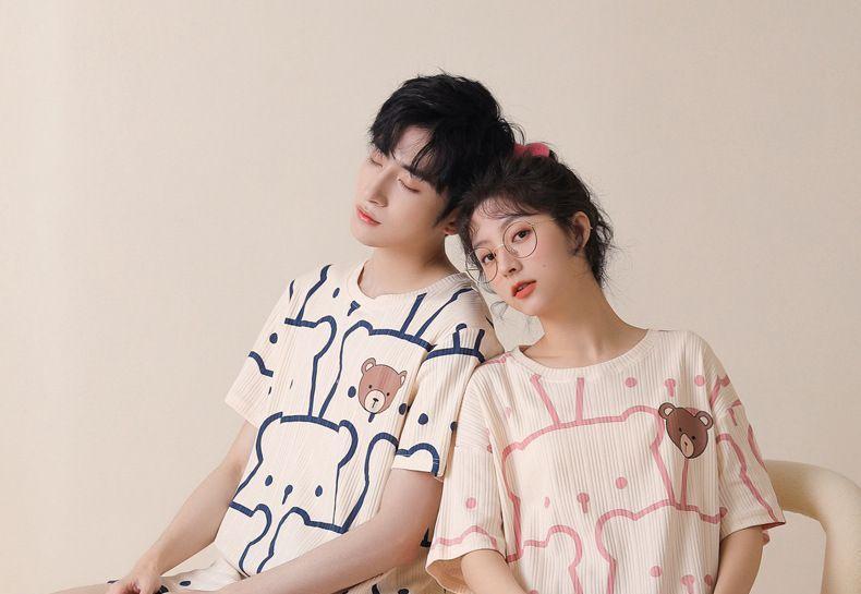Short Sleeve Couple Matching Pajama Set Product Image