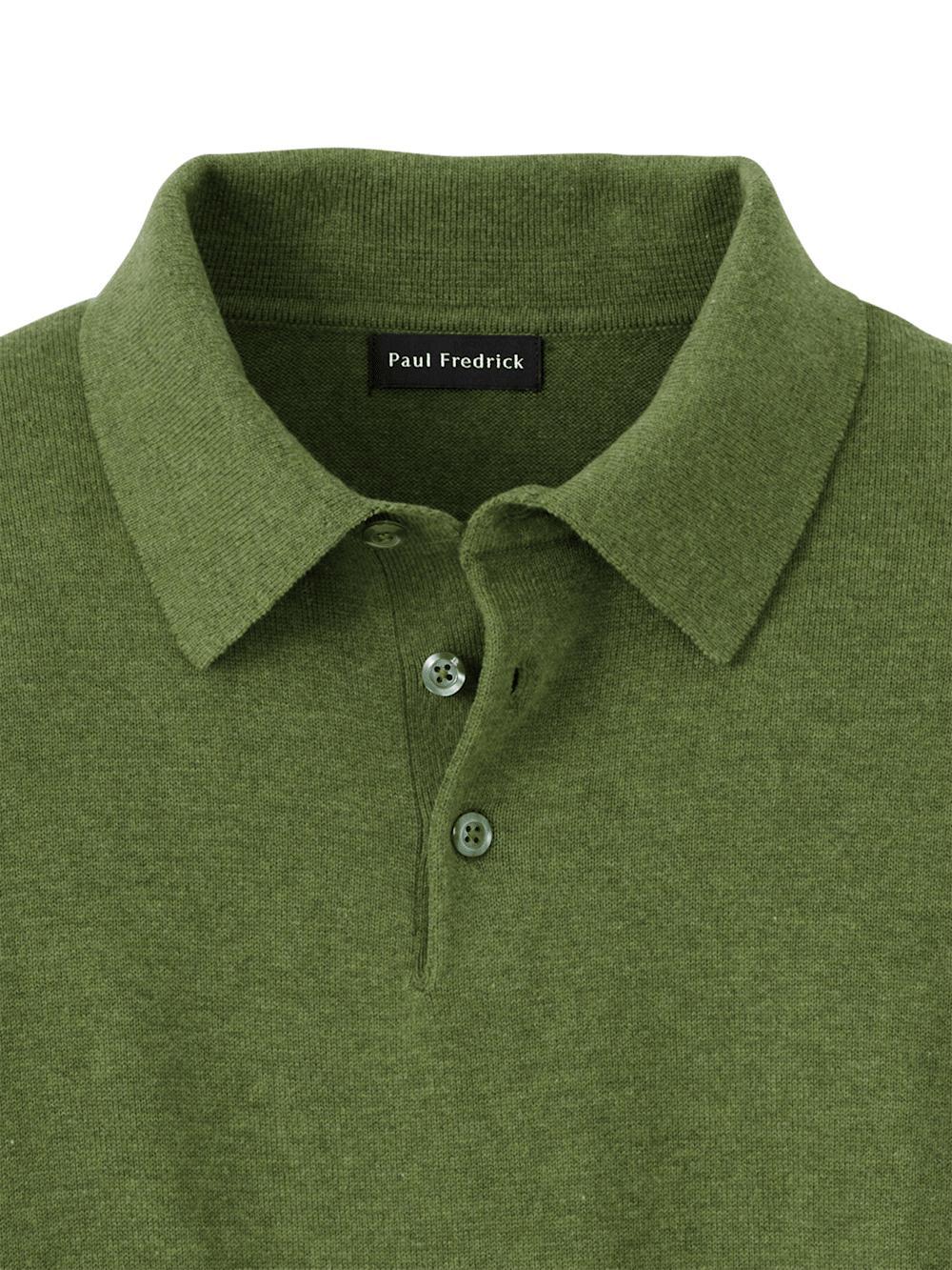 Supima Cotton Three Button Polo - Olive Product Image
