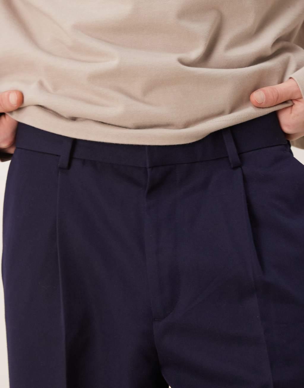 ASOS DESIGN smart oversized tapered pants in navy Product Image