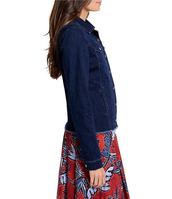 NIC + ZOE Essential Point Collar Long Sleeve Snap Front Denim Jacket Product Image