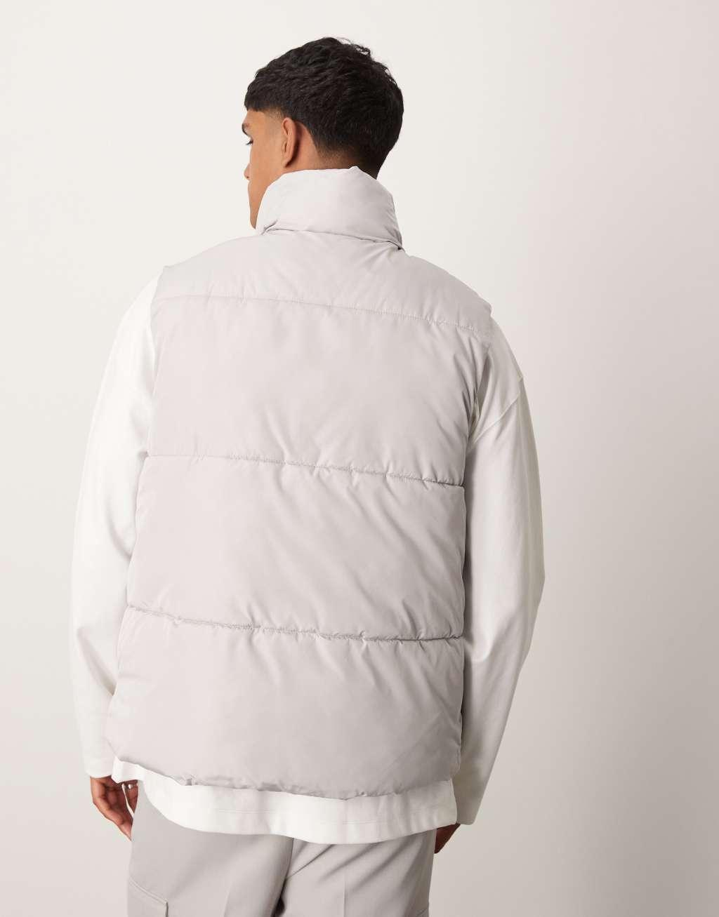 ASOS DESIGN puffer gilet in grey Product Image