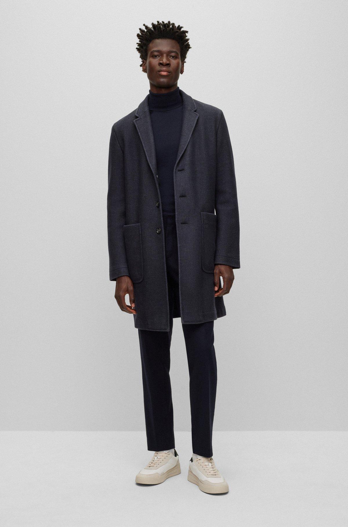 Slim-fit coat in a micro-patterned wool blend Product Image