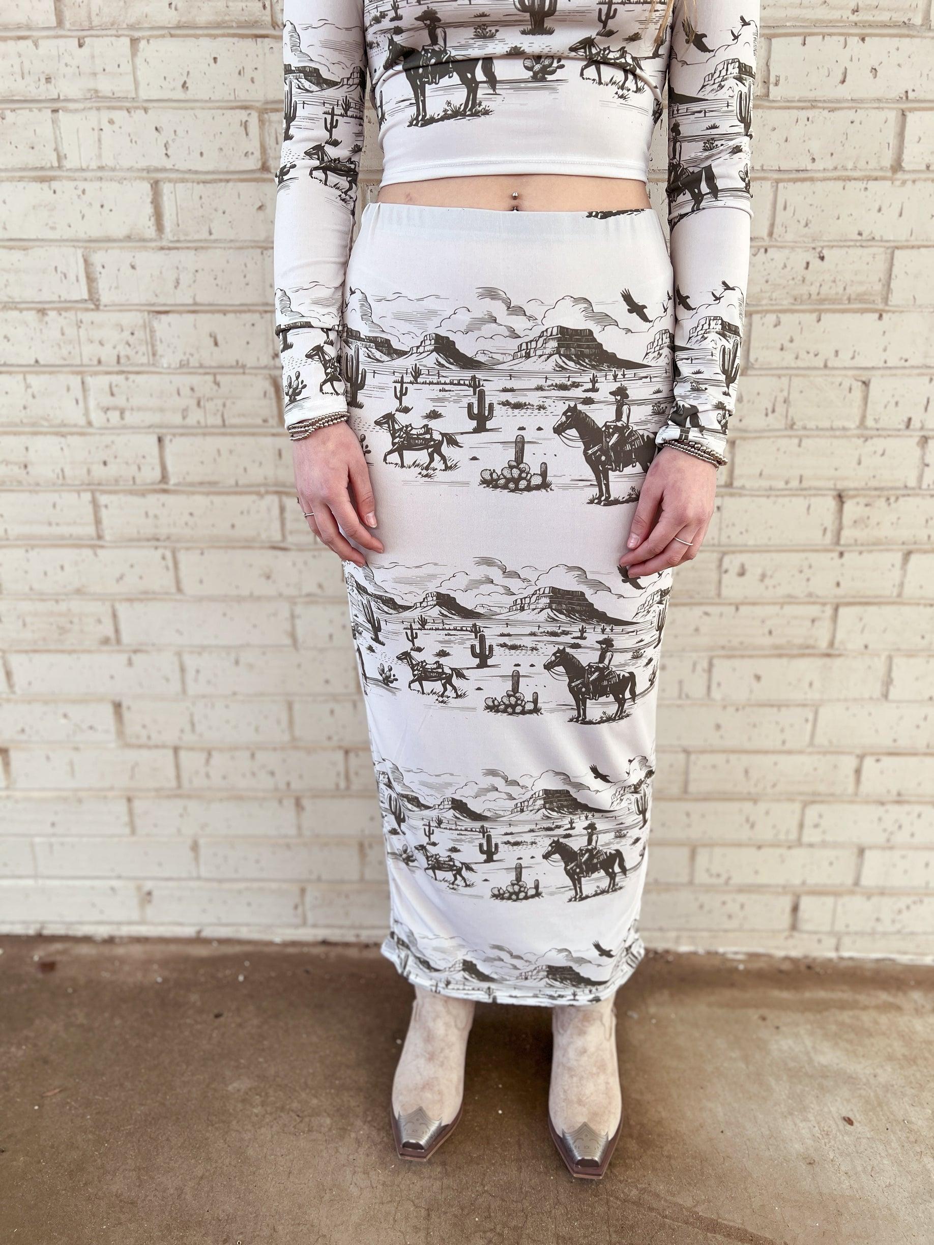 Ivory Western Desert Top and Midi Skirt Set* Product Image