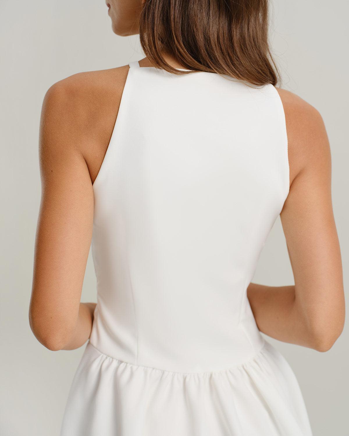 White A-Line Sleeveless Mini Dress Product Image