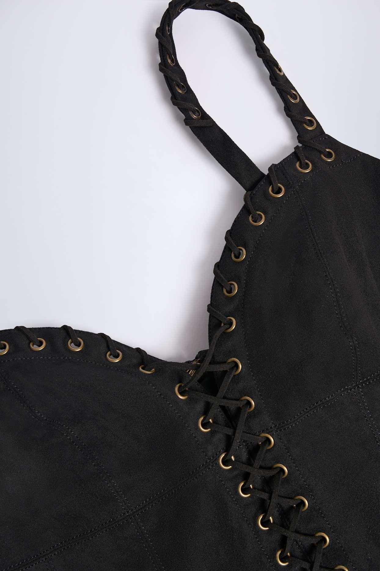 Lace-Up Top in Black Product Image