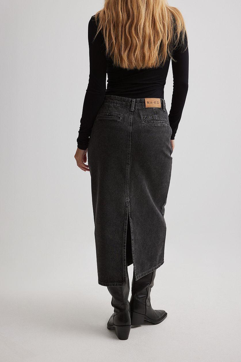 Tailored Denim Midi Skirt Product Image