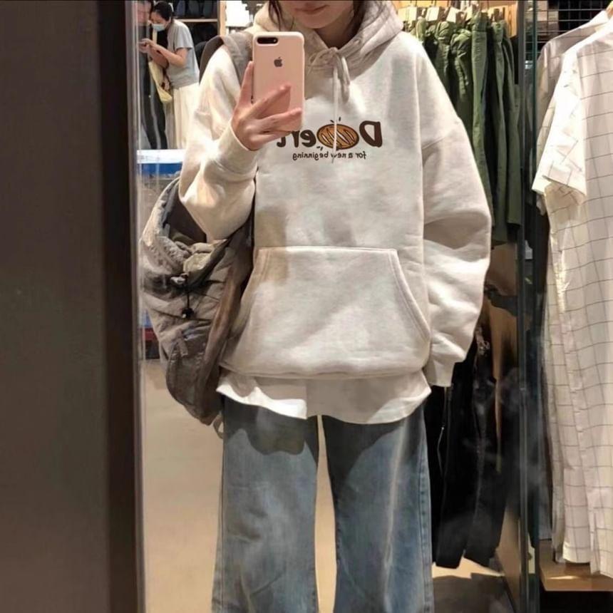 Drawstring Cartoon Print Oversized Hoodie Product Image