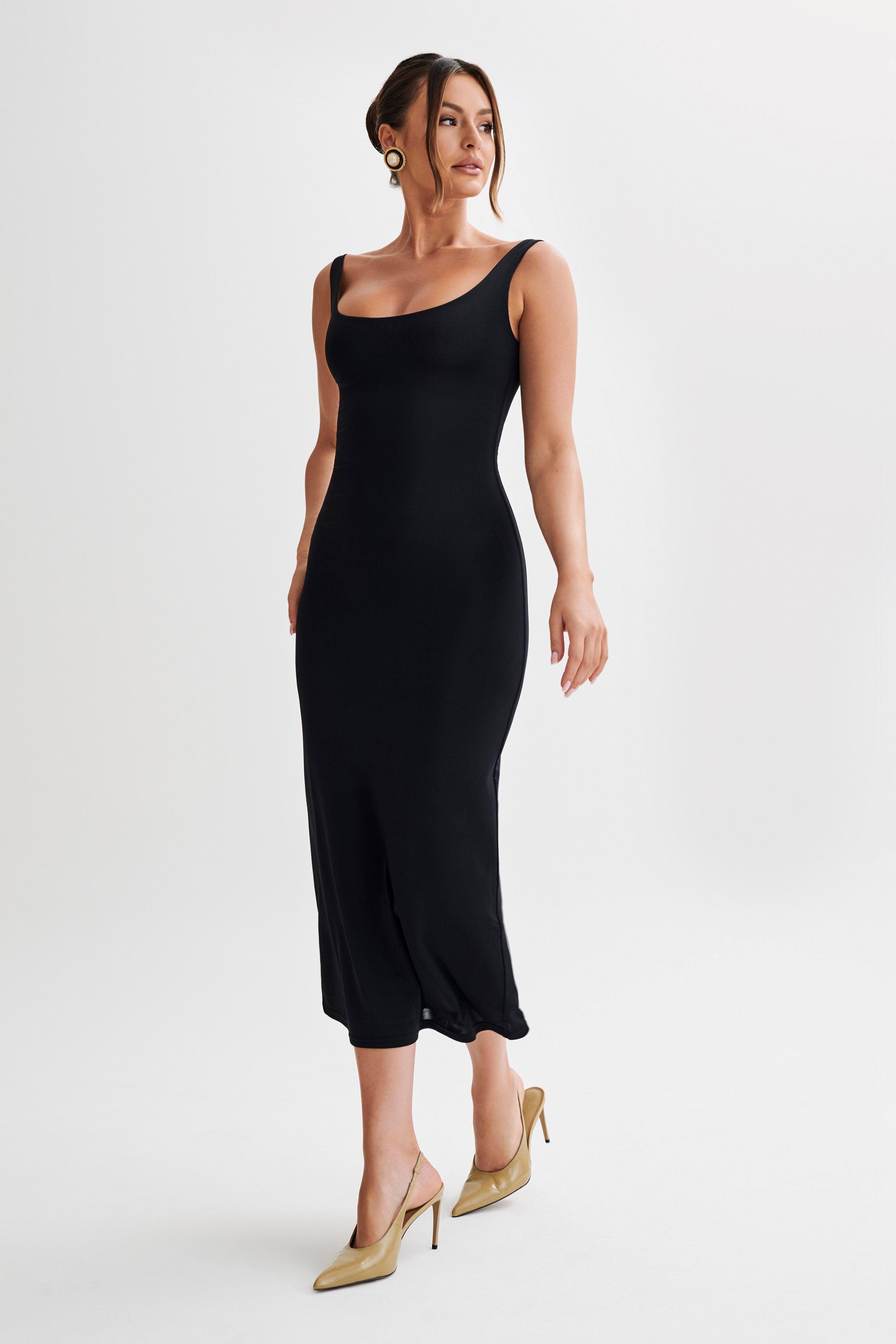 Augustine Slinky Scoop Midi Dress - Black Product Image