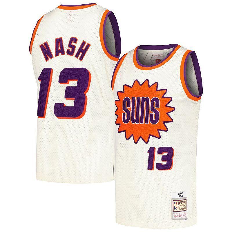 Mens Mitchell & Ness Steve Nash Cream Phoenix Suns Chainstitch Swingman Jersey Product Image