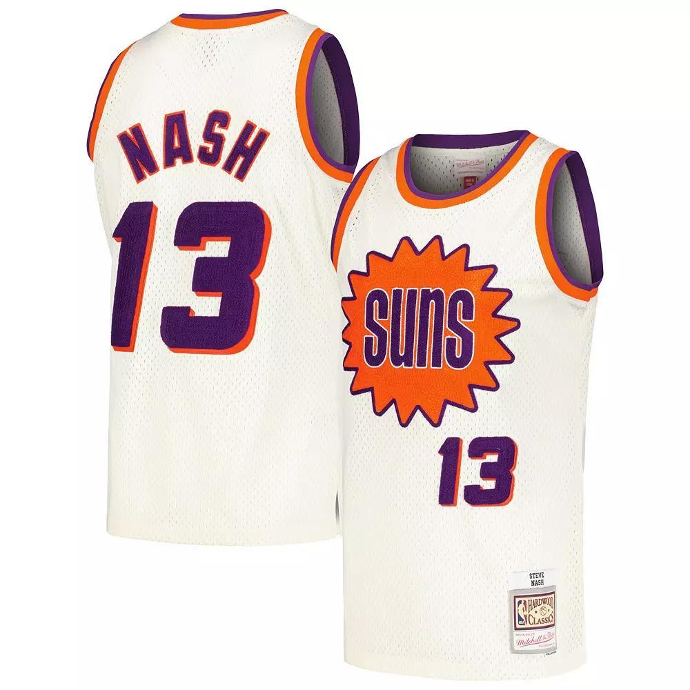 Men's Mitchell & Ness Steve Nash Cream Phoenix Suns Chainstitch Swingman Jersey,  Product Image