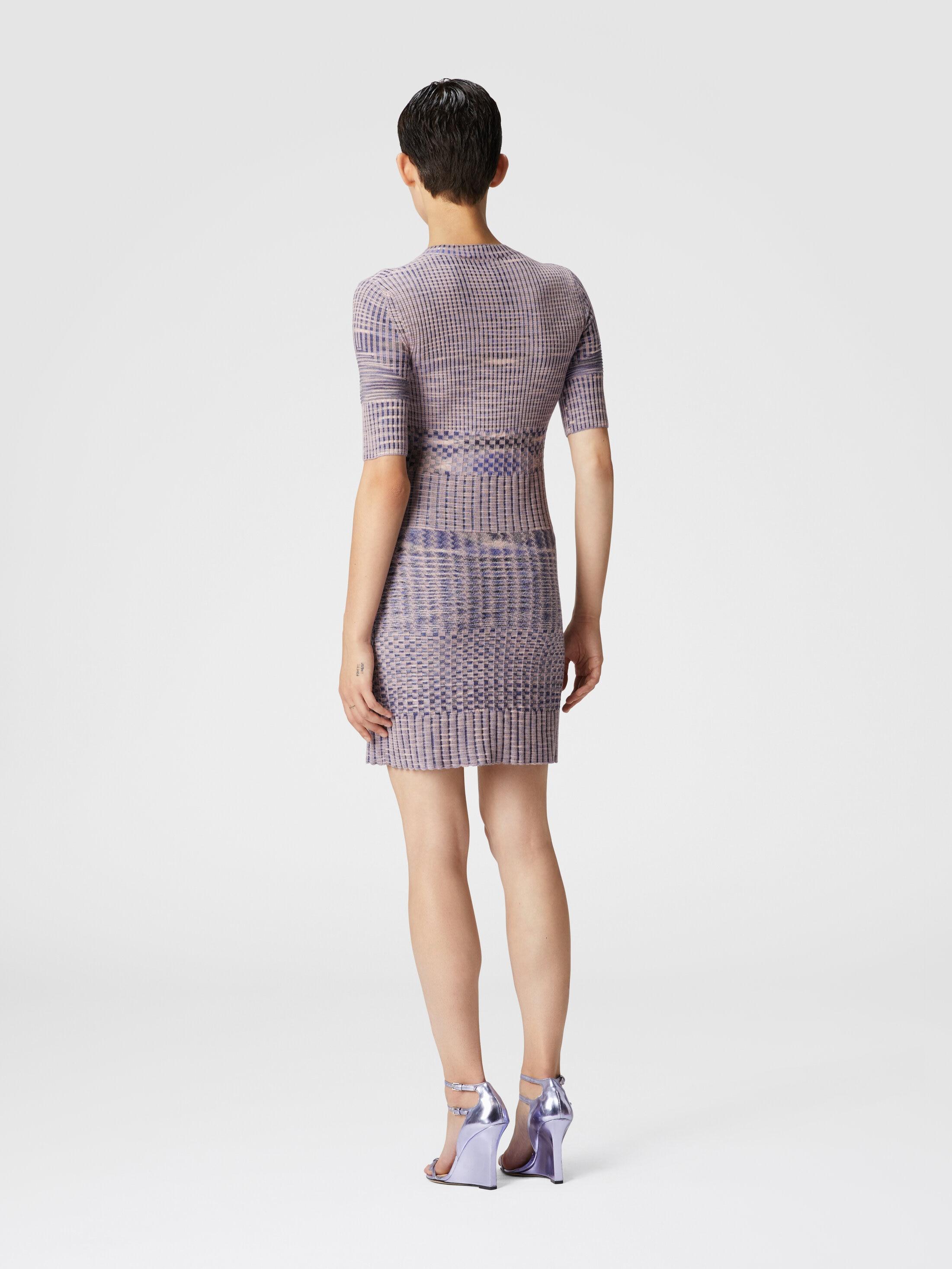 Short-sleeved mini-dress in slub wool Product Image