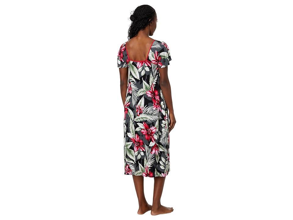 Tommy Bahama Short Sleeve Maxi Gown (Black Tropical) Women's Pajama Product Image